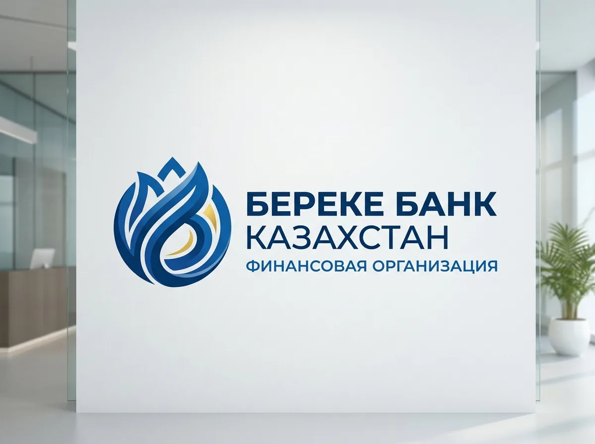 Логотип Берекe Банк Казахстан, финансовая организация, синий корпоративный стиль
